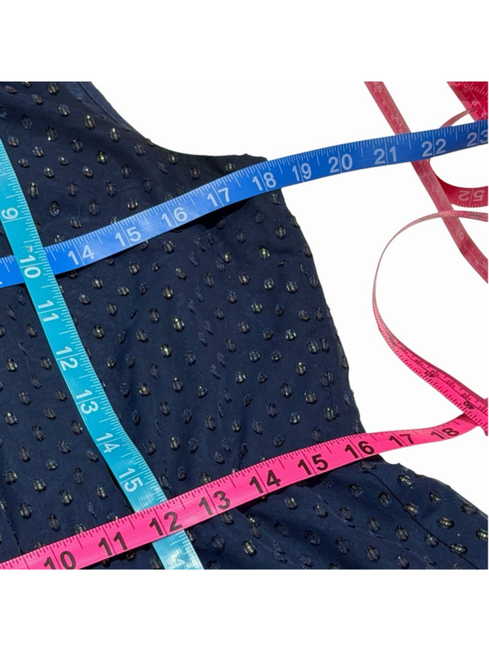 J.Crew Navy Gold Swiss Dot Fit Flare Dress12 Neck Sleevless Lined Mini Workwear - Picture 12 of 13